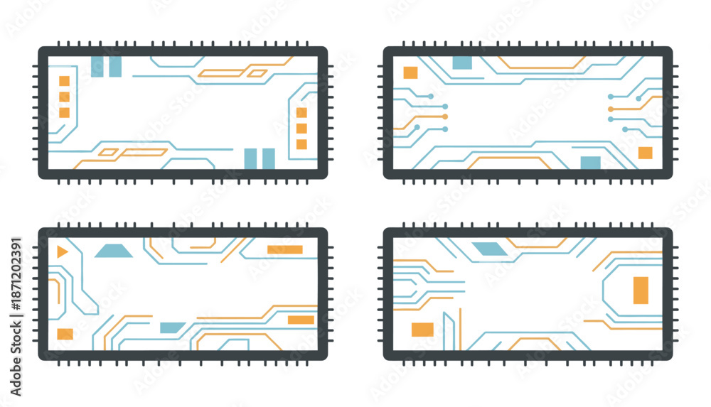 Obraz premium Computer chips with circuit boards providing technology background