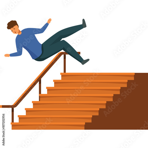 Man falling down stairs illustration