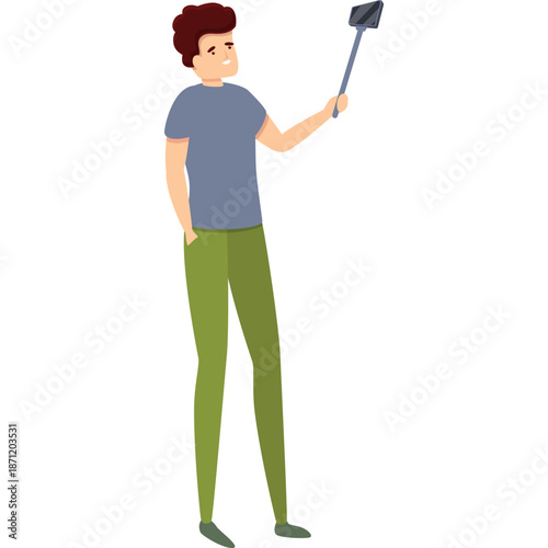 Man taking a selfie with a selfie stick