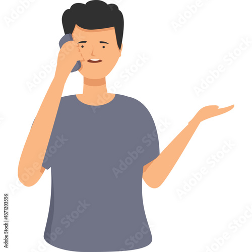 Man Talking on Phone with Questioning Gesture