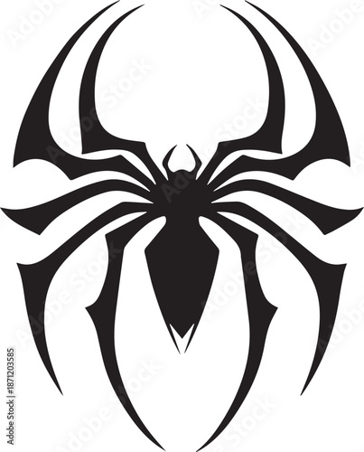 Abstract Black Spider Emblem Logo Minimal Vector Silhouette