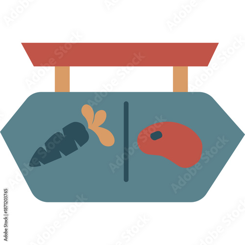 Market Stall Sign with Carrot and Meat Icon