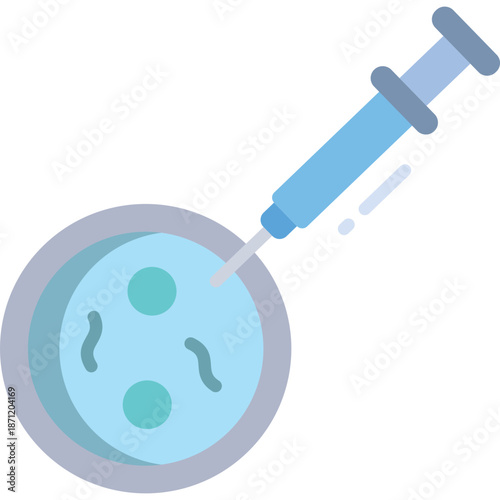 Microbiology research: Syringe and petri dish with bacteria