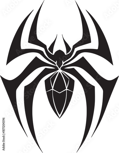 Abstract Black Spider Emblem Logo Minimal Vector Silhouette