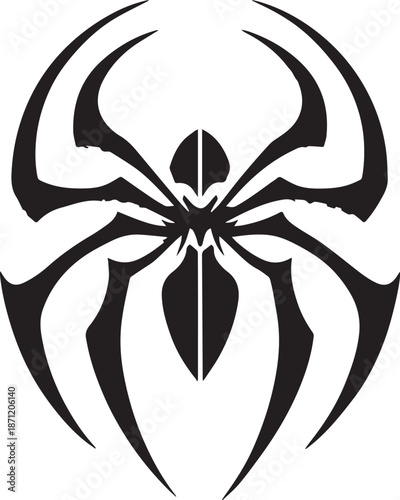 Abstract Black Spider Emblem Logo Minimal Vector Silhouette