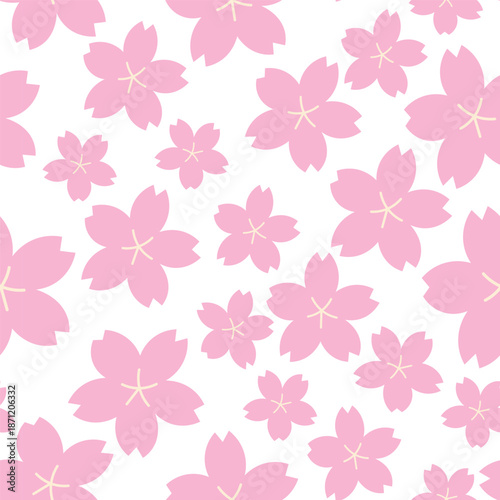 Seamless pattern with cherry pink flower in vector.Element for decoration design print background backdrop wrapping wallpaper banner textile