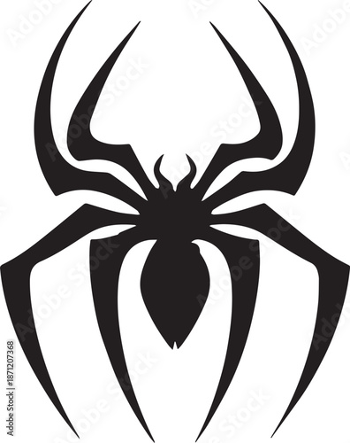 Abstract Black Spider Emblem Logo Minimal Vector Silhouette