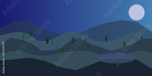 Serene nighttime mountain landscape