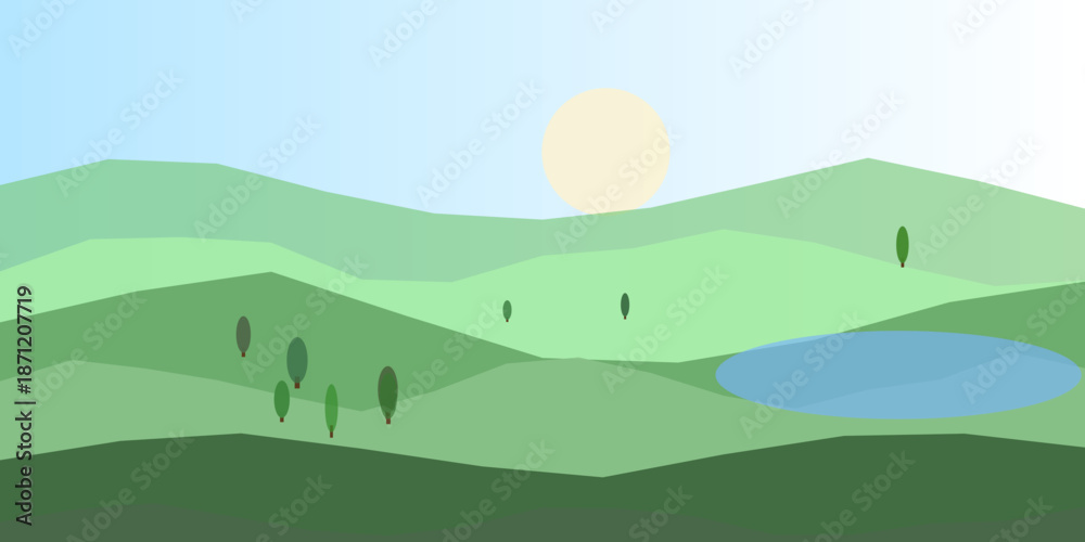 Obraz premium Serene landscape at sunset