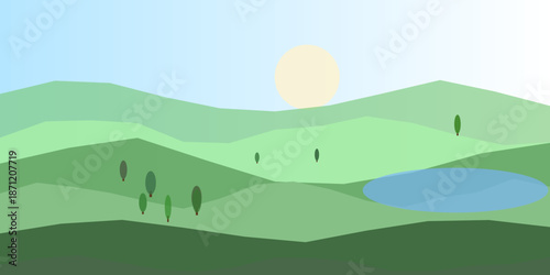 Serene landscape at sunset