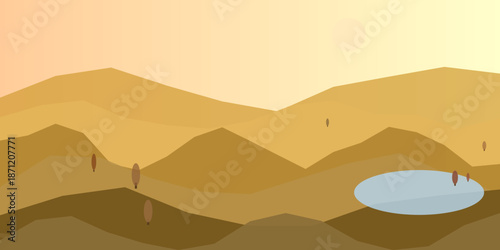 Desert landscape with oasis