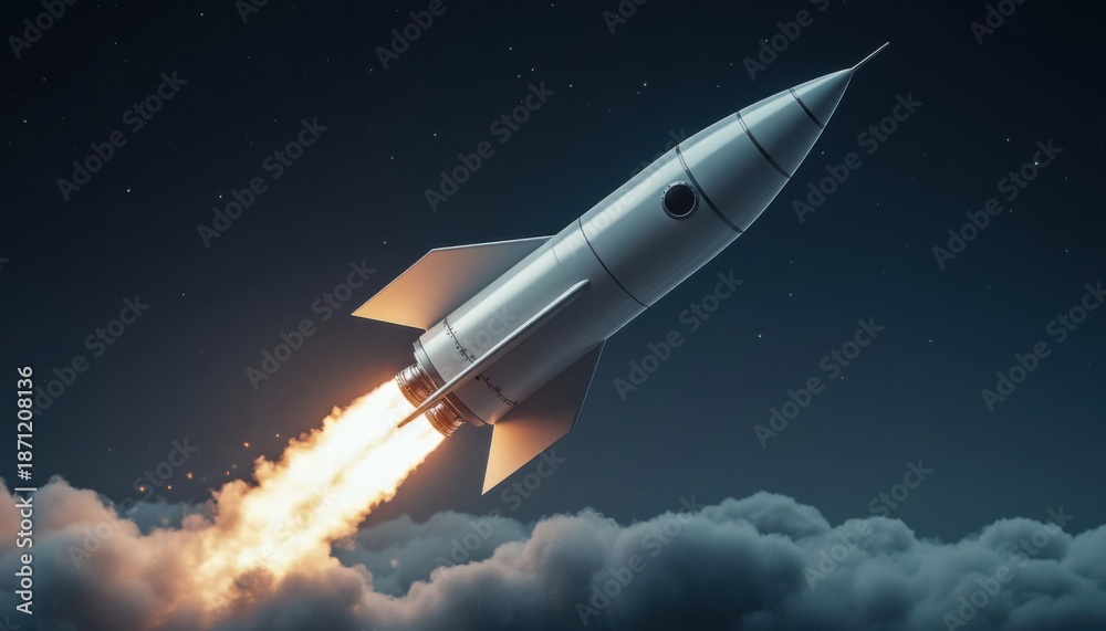 Fototapeta premium Space Rocket Rising Up