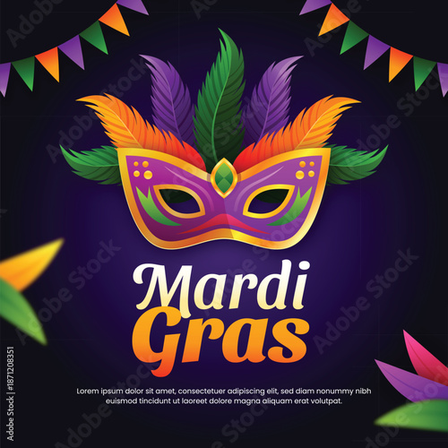 Vibrant Mardi Gras Carnival Event Poster