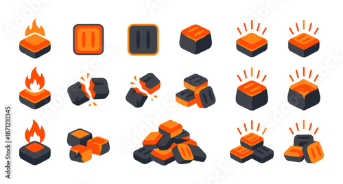 Charcoal briquettes ready for grilling and hookah