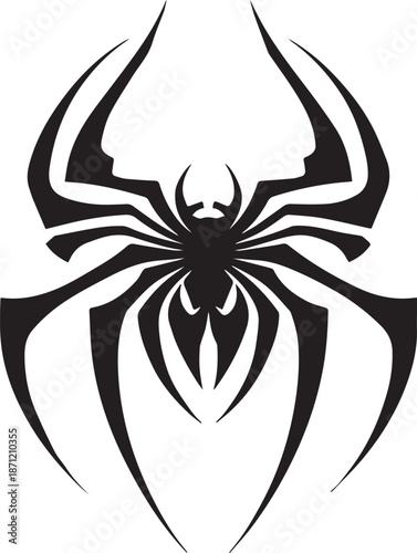 Abstract Black Spider Emblem Logo Minimal Vector Silhouette