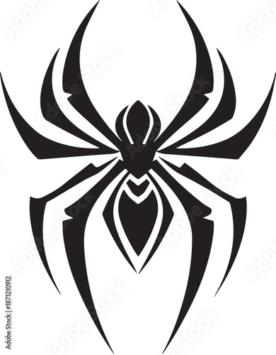 Abstract Black Spider Emblem Logo Minimal Vector Silhouette