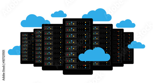 Cloud computing server racks creating a data center network