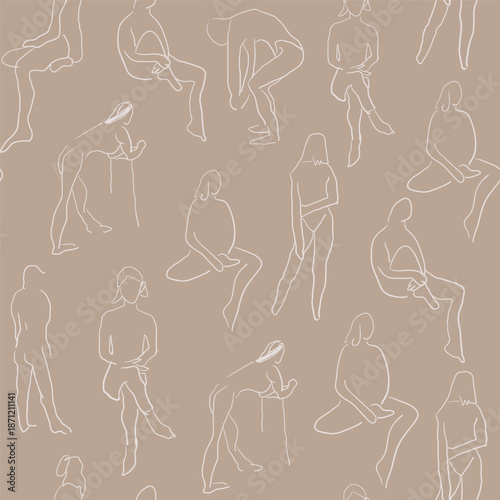 Seamless pattern with sketches of people in hand drawn style.Element for decoration design print background backdrop wrapping wallpaper banner textile