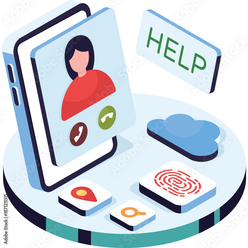 Mobile Help Desk and Support Icons