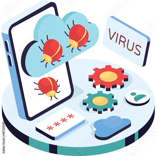 Mobile Phone Virus Infection Concept