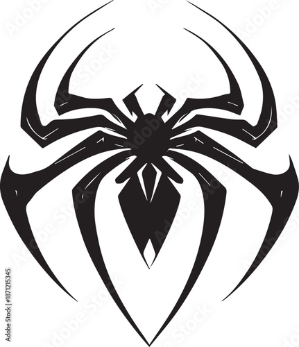 Abstract Black Spider Emblem Logo Minimal Vector Silhouette