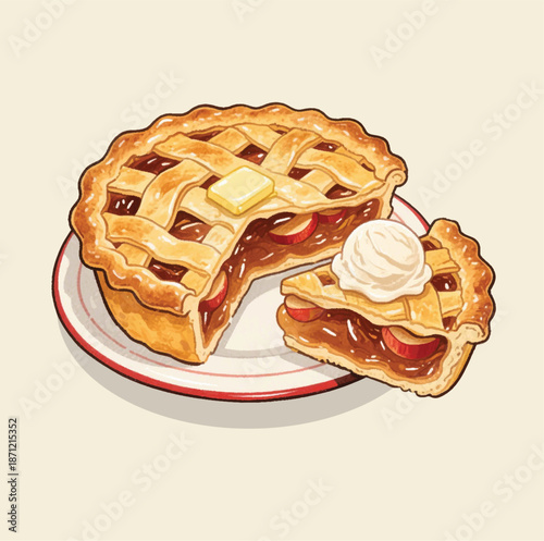 Freshly Baked Apple Pie with Cinnamon and Crisp Pastry