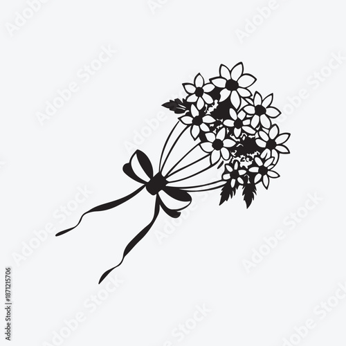 Black and white flower silhouette vector illustration