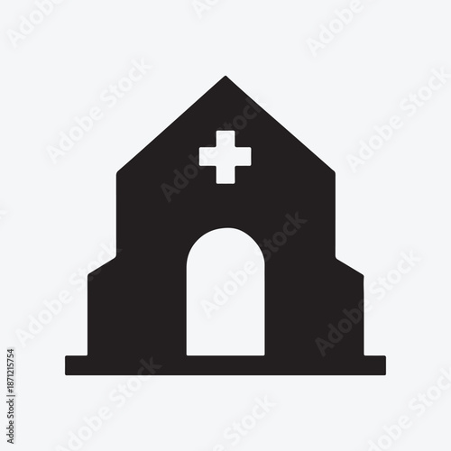 Church bell tower icon vector illustration representing a building silhouette and real estate concept