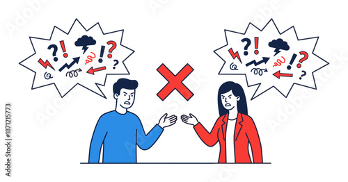 Couple arguing feeling anger and misunderstanding