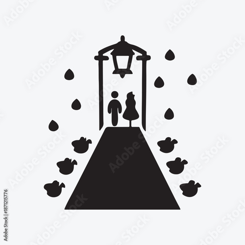 Man and woman couple silhouette vector illustration going home
