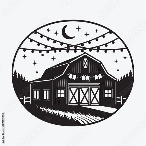 Vector illustration of a farm barn building icon