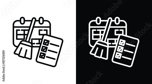 cleaning Two-tone version in black and white background