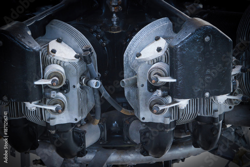 detail of old aeroplane radial engine
