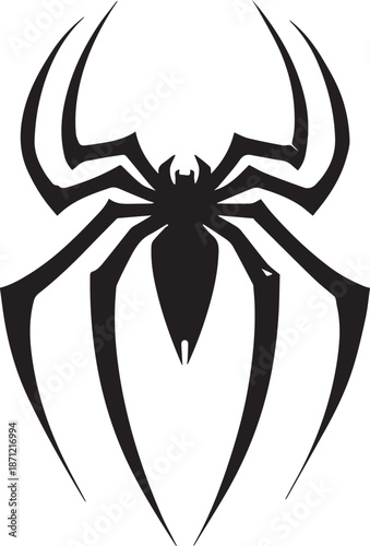 Abstract Black Spider Emblem Logo Minimal Vector Silhouette