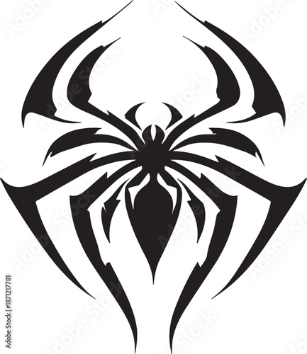 Abstract Black Spider Emblem Logo Minimal Vector Silhouette