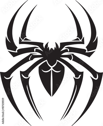 Abstract Black Spider Emblem Logo Minimal Vector Silhouette