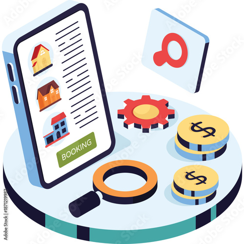 Online booking and search illustration