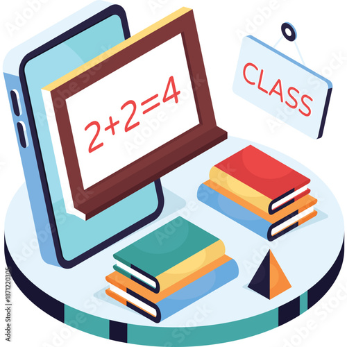 Online Education Concept with Math Equation and Books