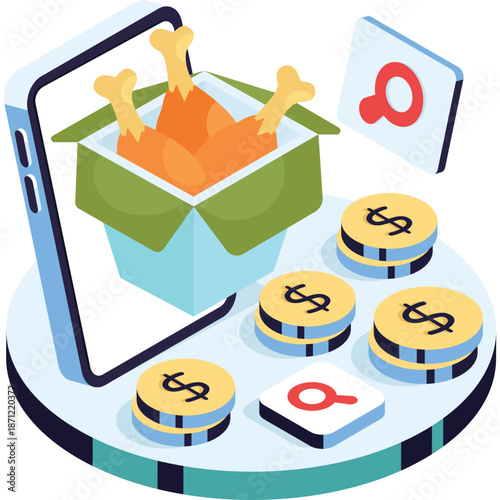 Online Food Delivery and Payment Illustration