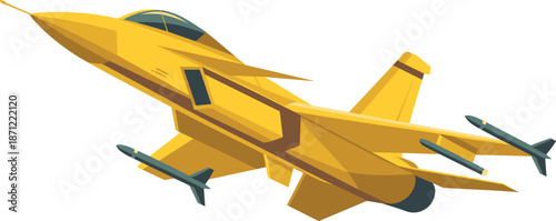 Advanced fighter jet aircraft vector illustration with missiles, modern military aviation concept, detailed combat airplane design, isolated on white background, dynamic flat style graphic.
