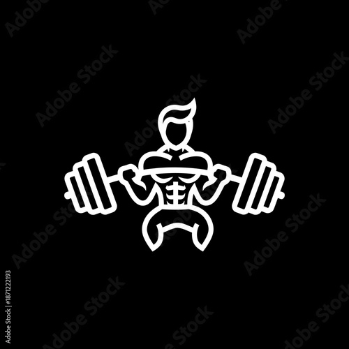 Illustration of a Muscular Man Lifting Weights.