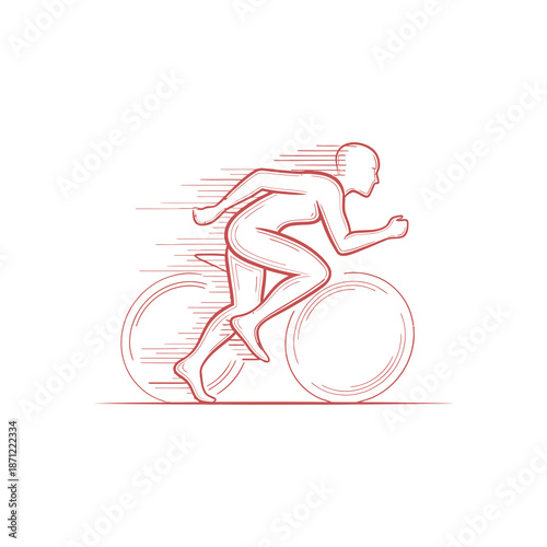 Man Riding Bicycle in Motion Sketch.