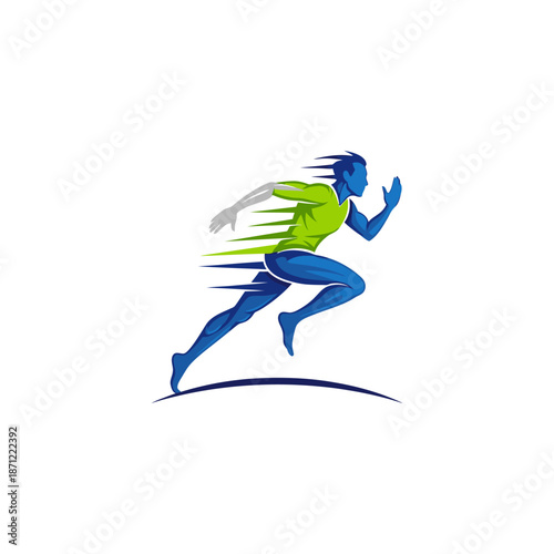 Man Running Fast Digital Illustration.
