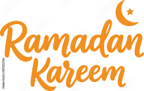 Ramadan kareem greeting with crescent moon and star for the holy month celebration