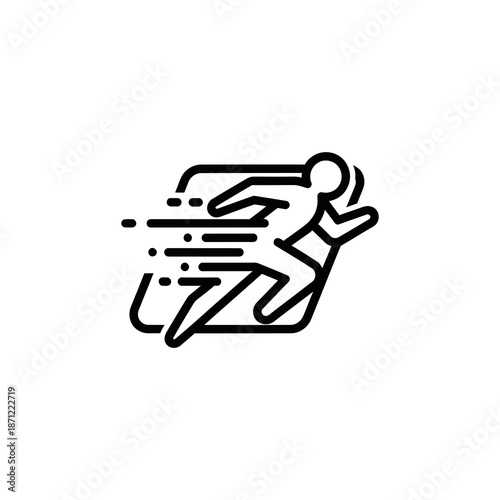 Running Person Simple Line Art Icon.