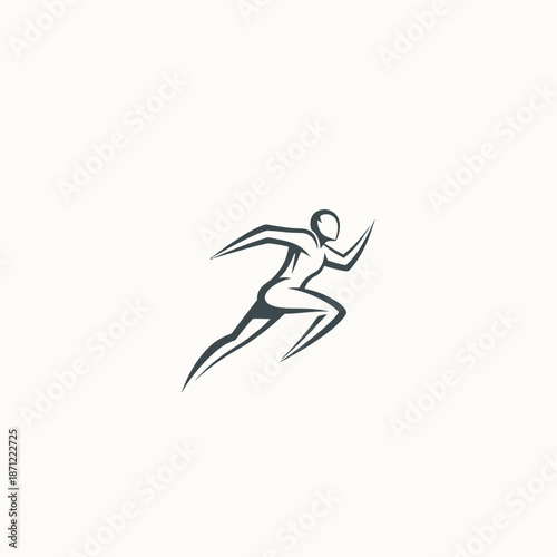 Simple Black Line Drawing of Runner.