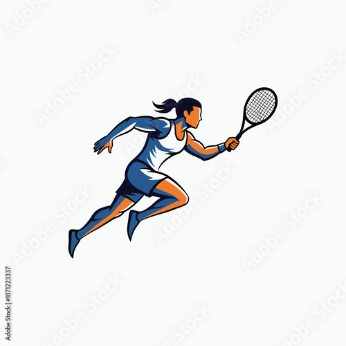 Woman Tennis Player in Action Pose.