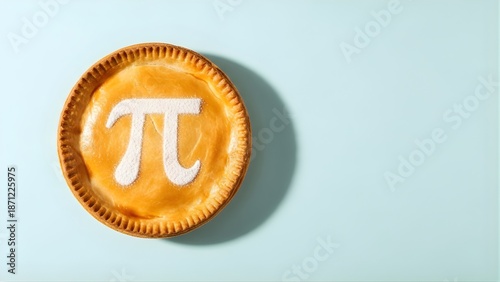 A delicious pie with a mathematical symbol on top - Pi Day Background
