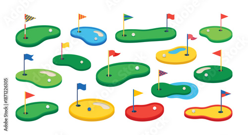 Minigolf course elements collection playing leisure game