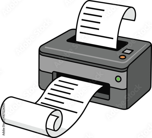 Desktop Printer Actively Printing Documents printer icon vector illustration